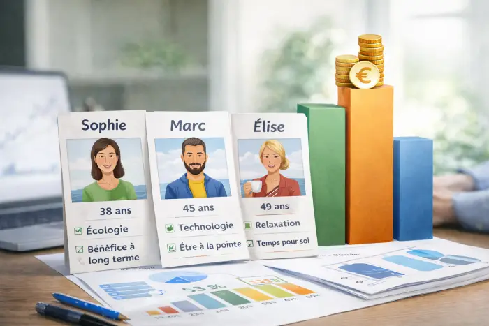 illustrations 3 personas qui se changent en chiffre affaires
